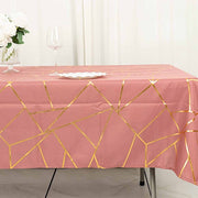 60"x102" Polyester Rectangular Tablecloth with Metallic Geometric Pattern