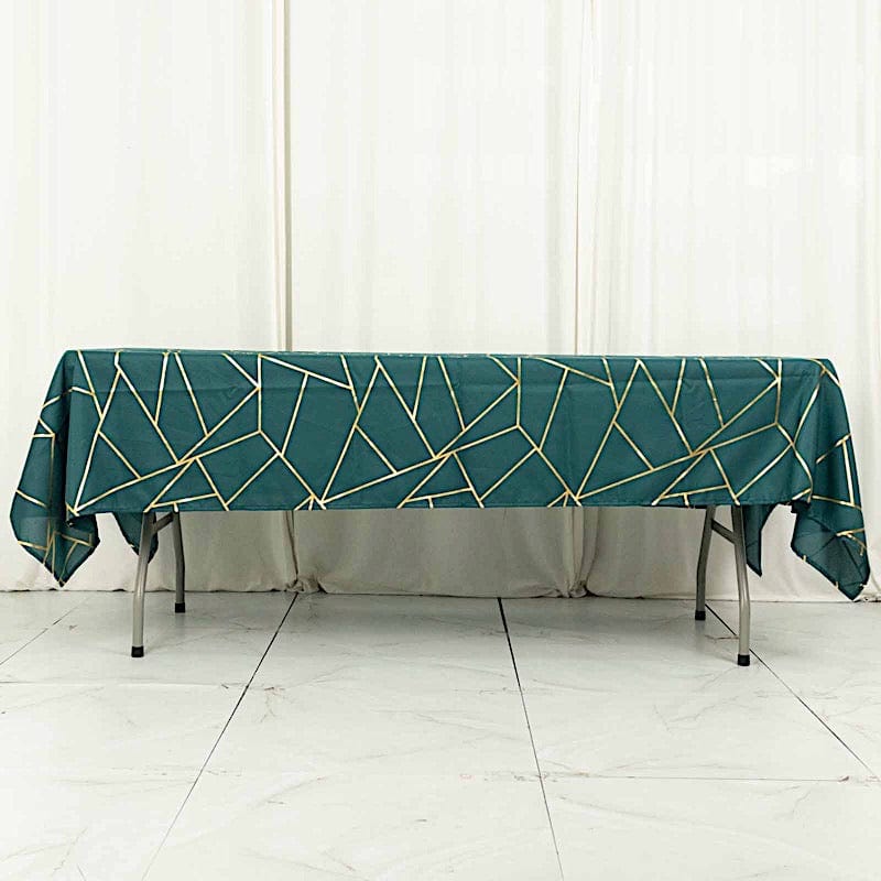 60"x102" Polyester Rectangular Tablecloth with Metallic Geometric Pattern