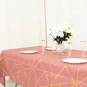 60"x102" Polyester Rectangular Tablecloth with Metallic Geometric Pattern