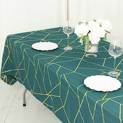 60"x102" Polyester Rectangular Tablecloth with Metallic Geometric Pattern