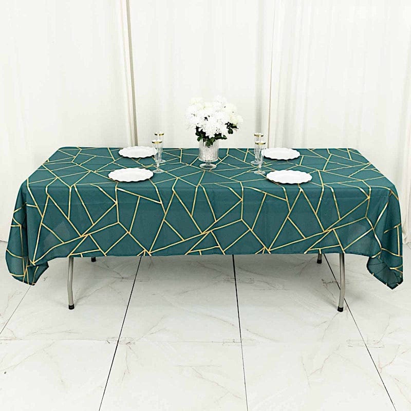 60"x102" Polyester Rectangular Tablecloth with Metallic Geometric Pattern