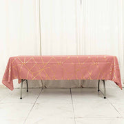 60"x102" Polyester Rectangular Tablecloth with Metallic Geometric Pattern