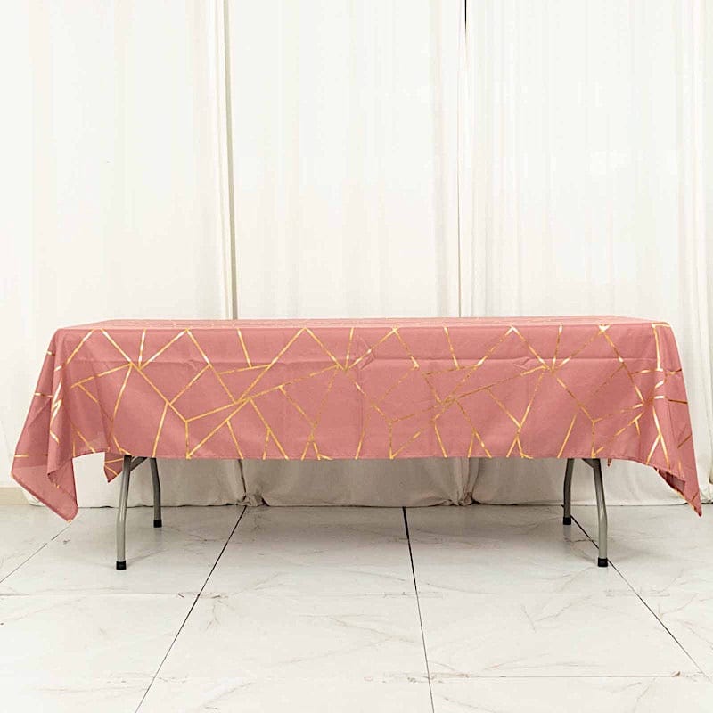 60"x102" Polyester Rectangular Tablecloth with Metallic Geometric Pattern