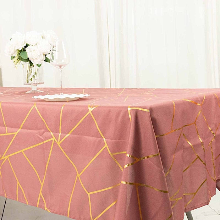 60"x102" Polyester Rectangular Tablecloth with Metallic Geometric Pattern