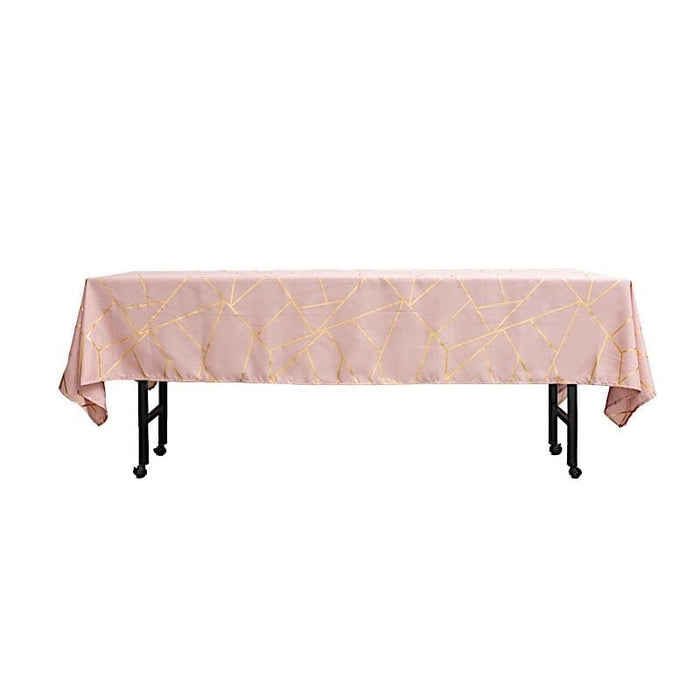 60"x102" Polyester Rectangular Tablecloth with Metallic Geometric Pattern TAB_FOIL_60102_080_G