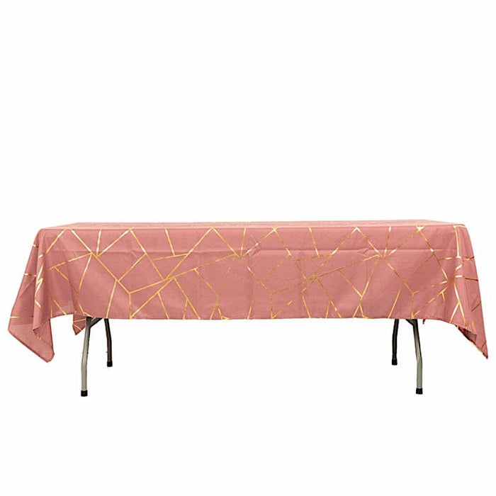 60"x102" Polyester Rectangular Tablecloth with Metallic Geometric Pattern TAB_FOIL_60102_CRS_G
