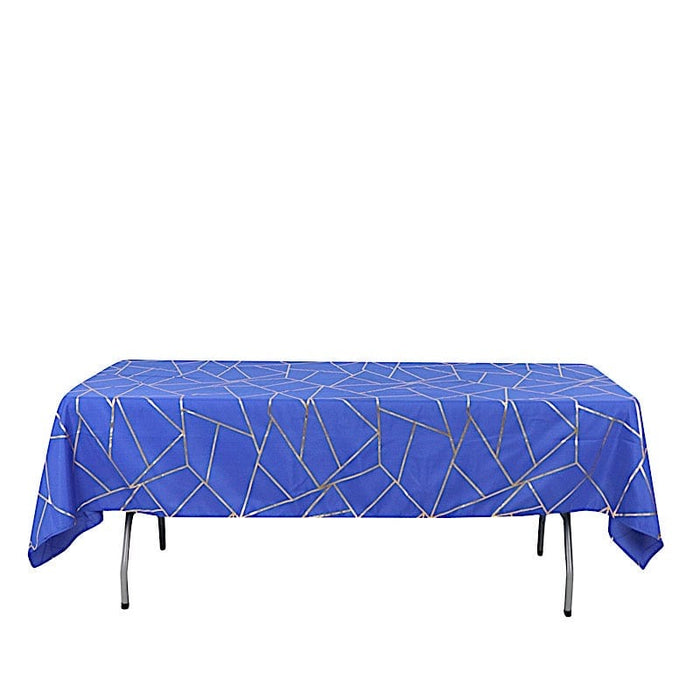 60"x102" Polyester Rectangular Tablecloth with Metallic Geometric Pattern TAB_FOIL_60102_ROY_G
