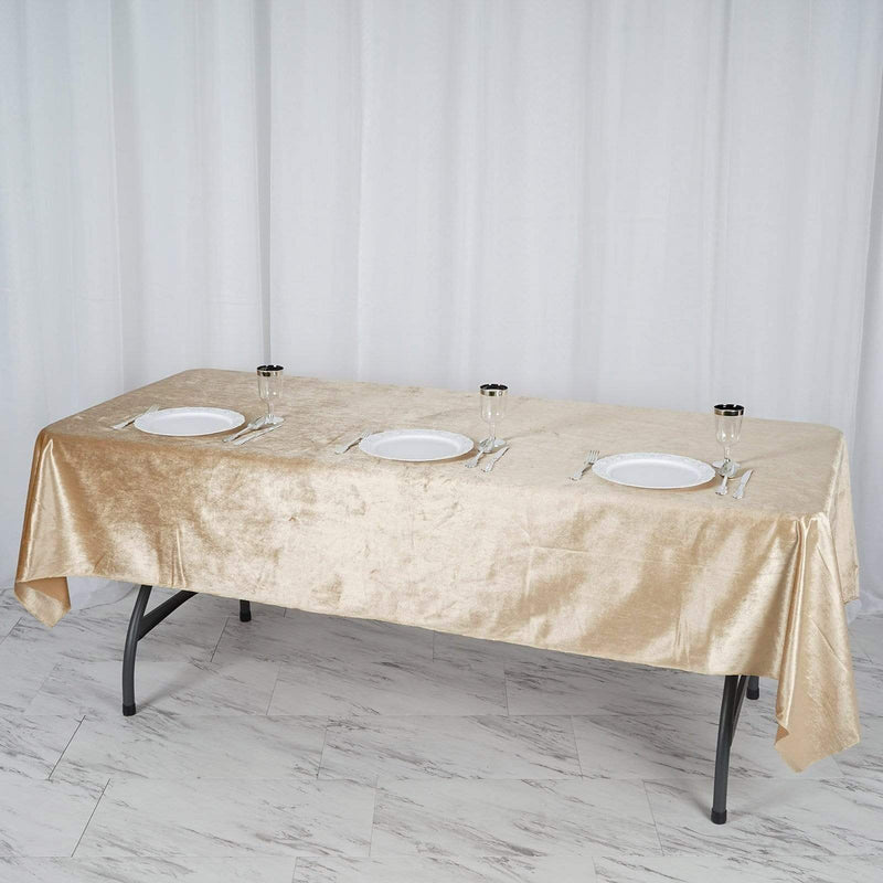 60"x102" Premium Velvet Rectangular Tablecloth - Champagne TAB_VEL_60102_CHMP
