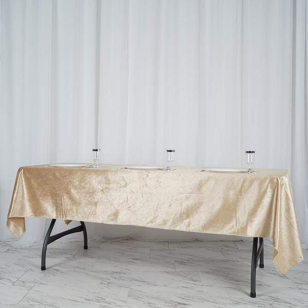 60"x102" Premium Velvet Rectangular Tablecloth - Champagne TAB_VEL_60102_CHMP