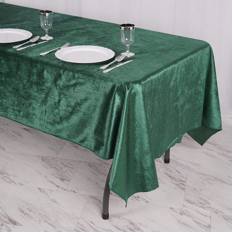 60"x102" Premium Velvet Rectangular Tablecloth - Hunter Green TAB_VEL_60102_036