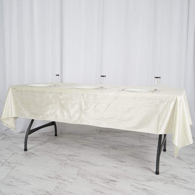 60"x102" Premium Velvet Rectangular Tablecloth - Ivory TAB_VEL_60102_IVR