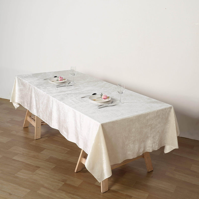 60"x102" Premium Velvet Rectangular Tablecloth - Ivory TAB_VEL_60102_IVR
