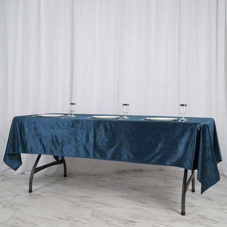 60"x102" Premium Velvet Rectangular Tablecloth - Navy Blue TAB_VEL_60102_NAVY