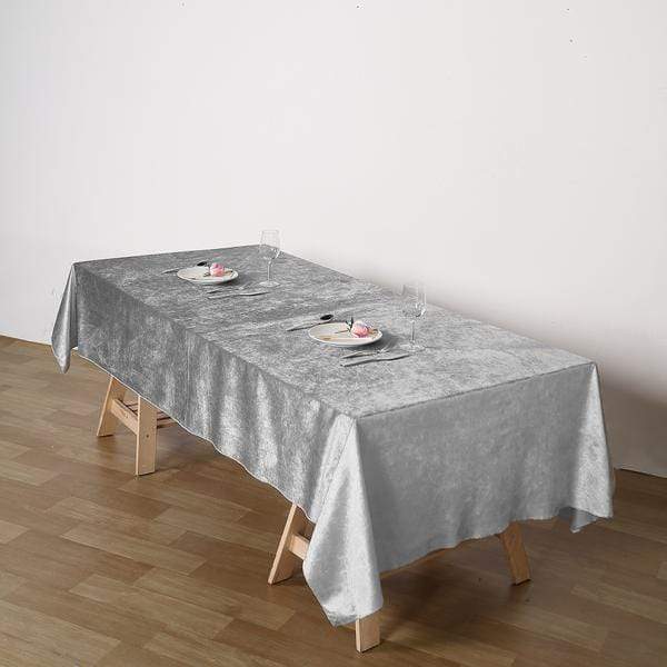 60"x102" Premium Velvet Rectangular Tablecloth - Silver Light Gray TAB_VEL_60102_SILV