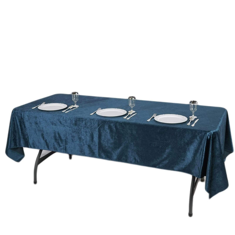 60"x102" Premium Velvet Rectangular Tablecloth - Navy Blue TAB_VEL_60102_NAVY