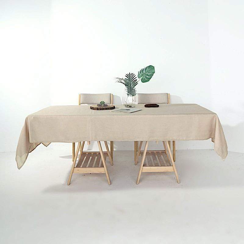 60"x102" Rectangular Premium Faux Burlap Polyester Tablecloth - Beige TAB_JUTE02_60102_081
