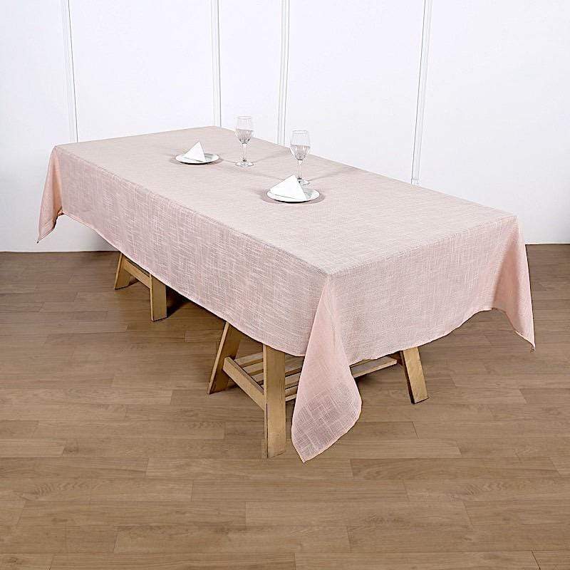 60"x102" Rectangular Premium Faux Burlap Polyester Tablecloth - Blush TAB_JUTE02_60102_046