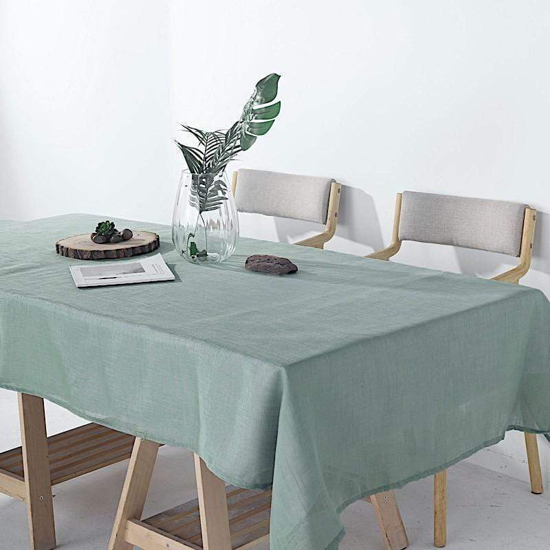 60"x102" Rectangular Premium Faux Burlap Polyester Tablecloth - Dusty Blue TAB_JUTE02_60102_086
