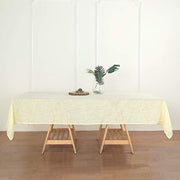 60"x102" Rectangular Premium Faux Burlap Polyester Tablecloth - Ivory TAB_JUTE02_60102_IVR