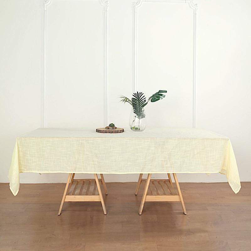 60"x102" Rectangular Premium Faux Burlap Polyester Tablecloth - Ivory TAB_JUTE02_60102_IVR