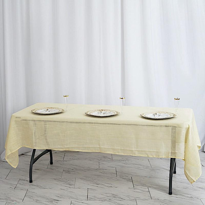60"x102" Rectangular Premium Faux Burlap Polyester Tablecloth - Ivory TAB_JUTE02_60102_IVR