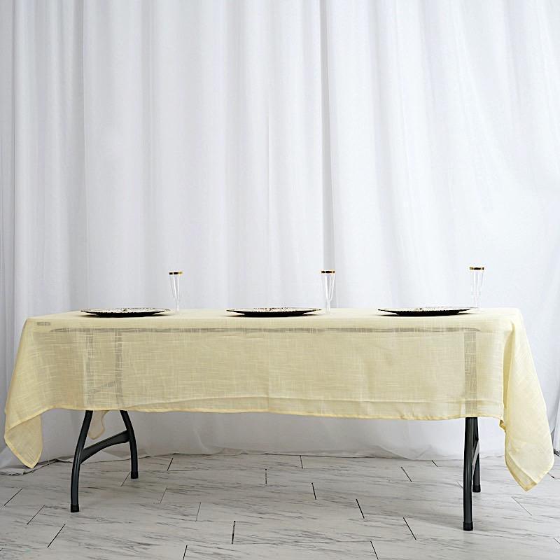 60"x102" Rectangular Premium Faux Burlap Polyester Tablecloth - Ivory TAB_JUTE02_60102_IVR