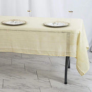 60"x102" Rectangular Premium Faux Burlap Polyester Tablecloth - Ivory TAB_JUTE02_60102_IVR