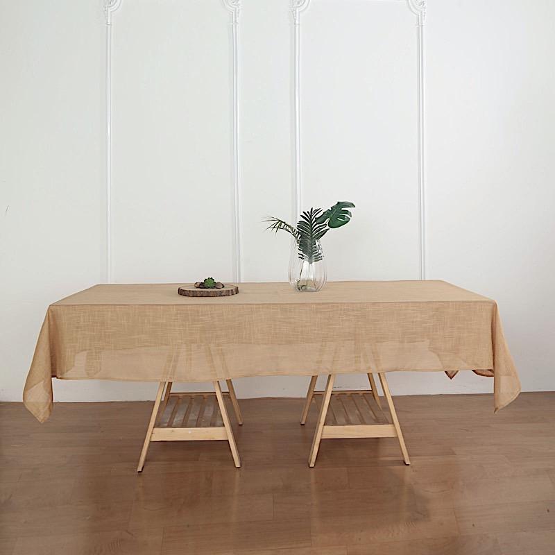 60"x102" Rectangular Premium Faux Burlap Polyester Tablecloth - Natural TAB_JUTE02_60102_NAT