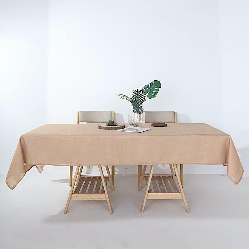 60"x102" Rectangular Premium Faux Burlap Polyester Tablecloth - Natural TAB_JUTE02_60102_NAT