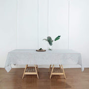 60"x102" Rectangular Premium Faux Burlap Polyester Tablecloth - Silver TAB_JUTE02_60102_SILV