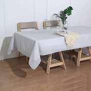 60"x102" Rectangular Premium Faux Burlap Polyester Tablecloth - Silver TAB_JUTE02_60102_SILV