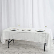 60"x102" Rectangular Premium Faux Burlap Polyester Tablecloth - White TAB_JUTE02_60102_WHT