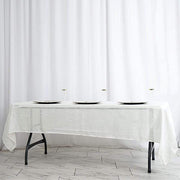 60"x102" Rectangular Premium Faux Burlap Polyester Tablecloth - White TAB_JUTE02_60102_WHT