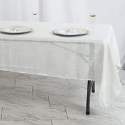 60"x102" Rectangular Premium Faux Burlap Polyester Tablecloth - White TAB_JUTE02_60102_WHT