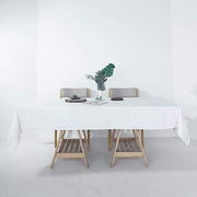 60"x102" Rectangular Premium Faux Burlap Polyester Tablecloth - White TAB_JUTE02_60102_WHT