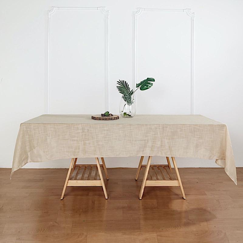 60"x102" Rectangular Premium Faux Burlap Polyester Tablecloth