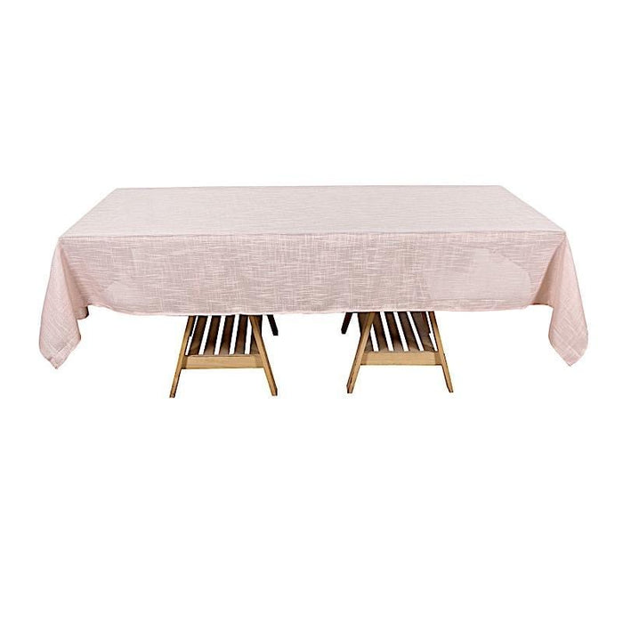 60"x102" Rectangular Premium Faux Burlap Polyester Tablecloth - Blush TAB_JUTE02_60102_046