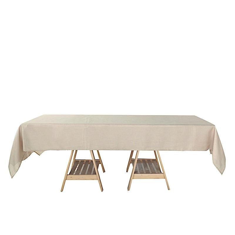 60"x102" Rectangular Premium Faux Burlap Polyester Tablecloth - Beige TAB_JUTE02_60102_081