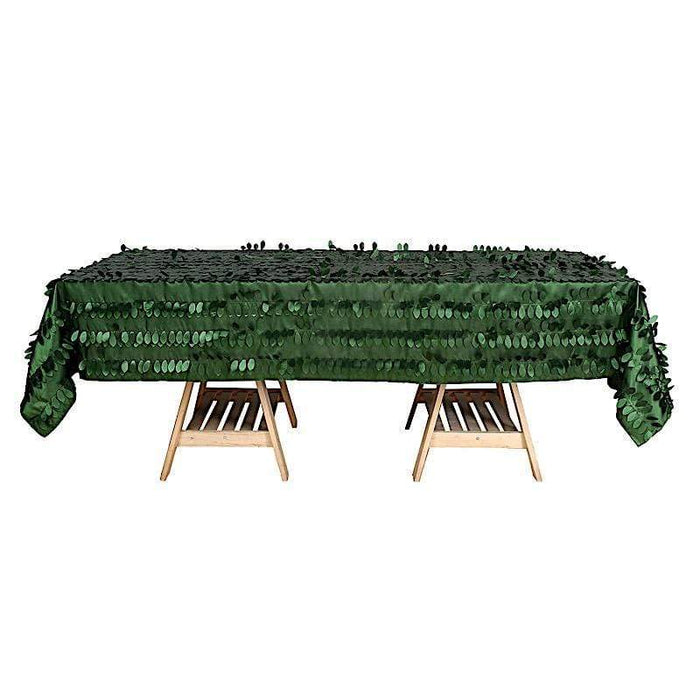 60"x102" Taffeta Rectangular Tablecloth with Leaf Petals Design - Green TAB_LEAF_60102_GRN