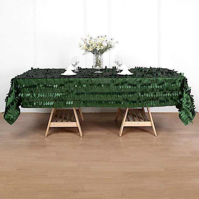 60"x102" Taffeta Rectangular Tablecloth with Leaf Petals Design - Green TAB_LEAF_60102_GRN