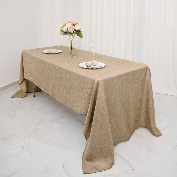 60"x126" Rectangular Faux Burlap Polyester Tablecloth - Natural TAB_JUTE03_60126_NAT