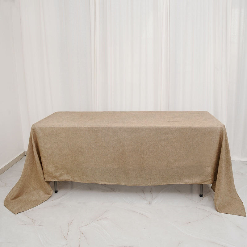 60"x126" Rectangular Faux Burlap Polyester Tablecloth - Natural TAB_JUTE03_60126_NAT