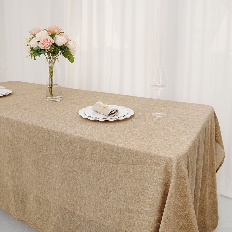 60"x126" Rectangular Faux Burlap Polyester Tablecloth - Natural TAB_JUTE03_60126_NAT