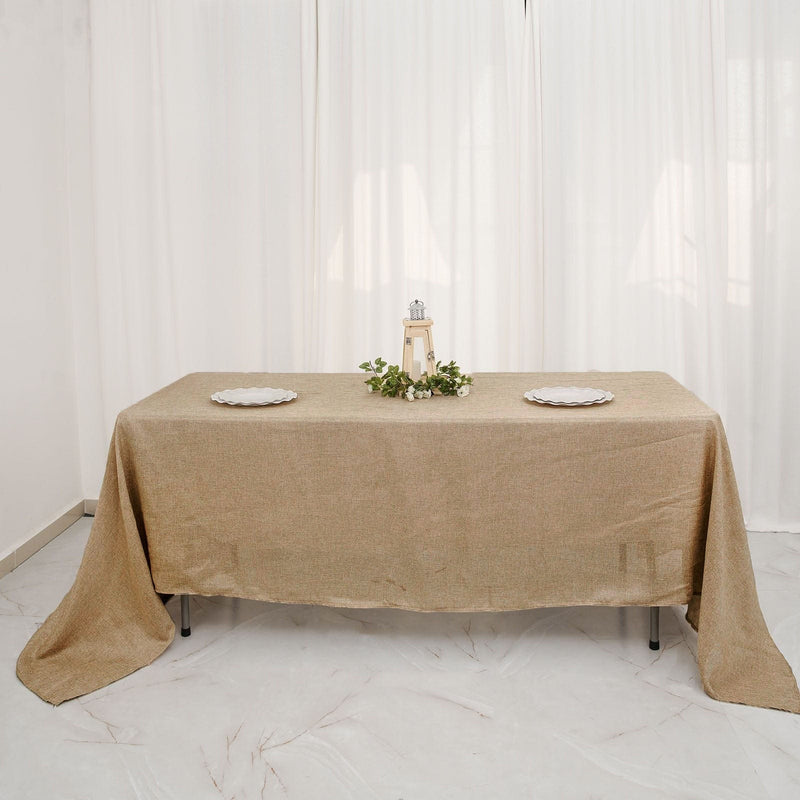 60"x126" Rectangular Faux Burlap Polyester Tablecloth - Natural TAB_JUTE03_60126_NAT