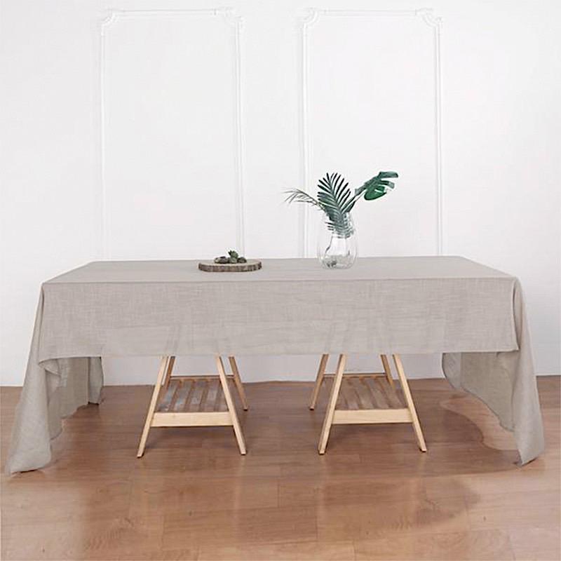 60"x126" Rectangular Premium Faux Burlap Polyester Tablecloth - Beige TAB_JUTE02_60126_081