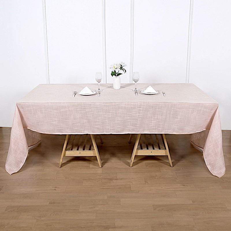 60"x126" Rectangular Premium Faux Burlap Polyester Tablecloth - Blush TAB_JUTE02_60126_046