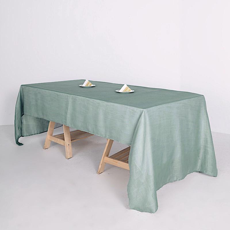 60"x126" Rectangular Premium Faux Burlap Polyester Tablecloth - Dusty Blue TAB_JUTE02_60126_086