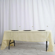 60"x126" Rectangular Premium Faux Burlap Polyester Tablecloth - Ivory TAB_JUTE02_60126_IVR