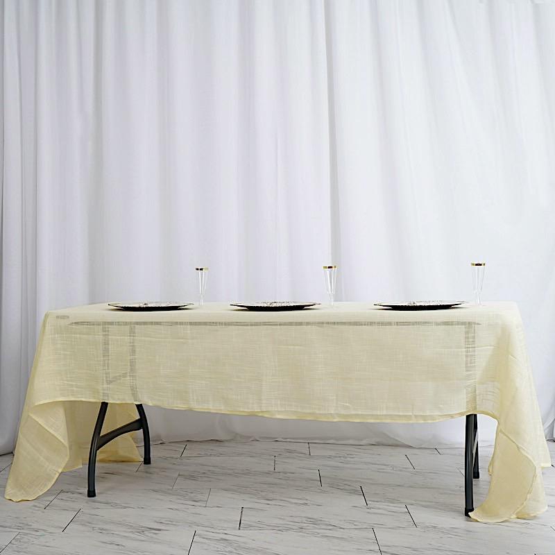 60"x126" Rectangular Premium Faux Burlap Polyester Tablecloth - Ivory TAB_JUTE02_60126_IVR