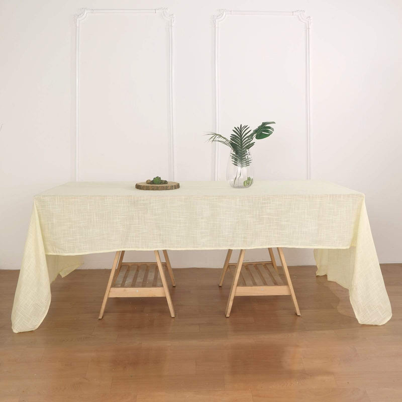 60"x126" Rectangular Premium Faux Burlap Polyester Tablecloth - Ivory TAB_JUTE02_60126_IVR